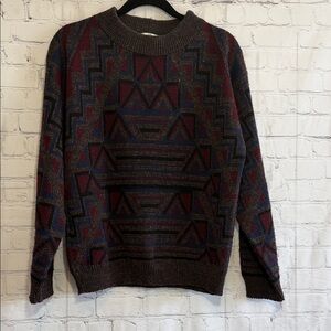 Vintage Sears Roebuck Men's Geometric Crewneck Sweater - Multicolor